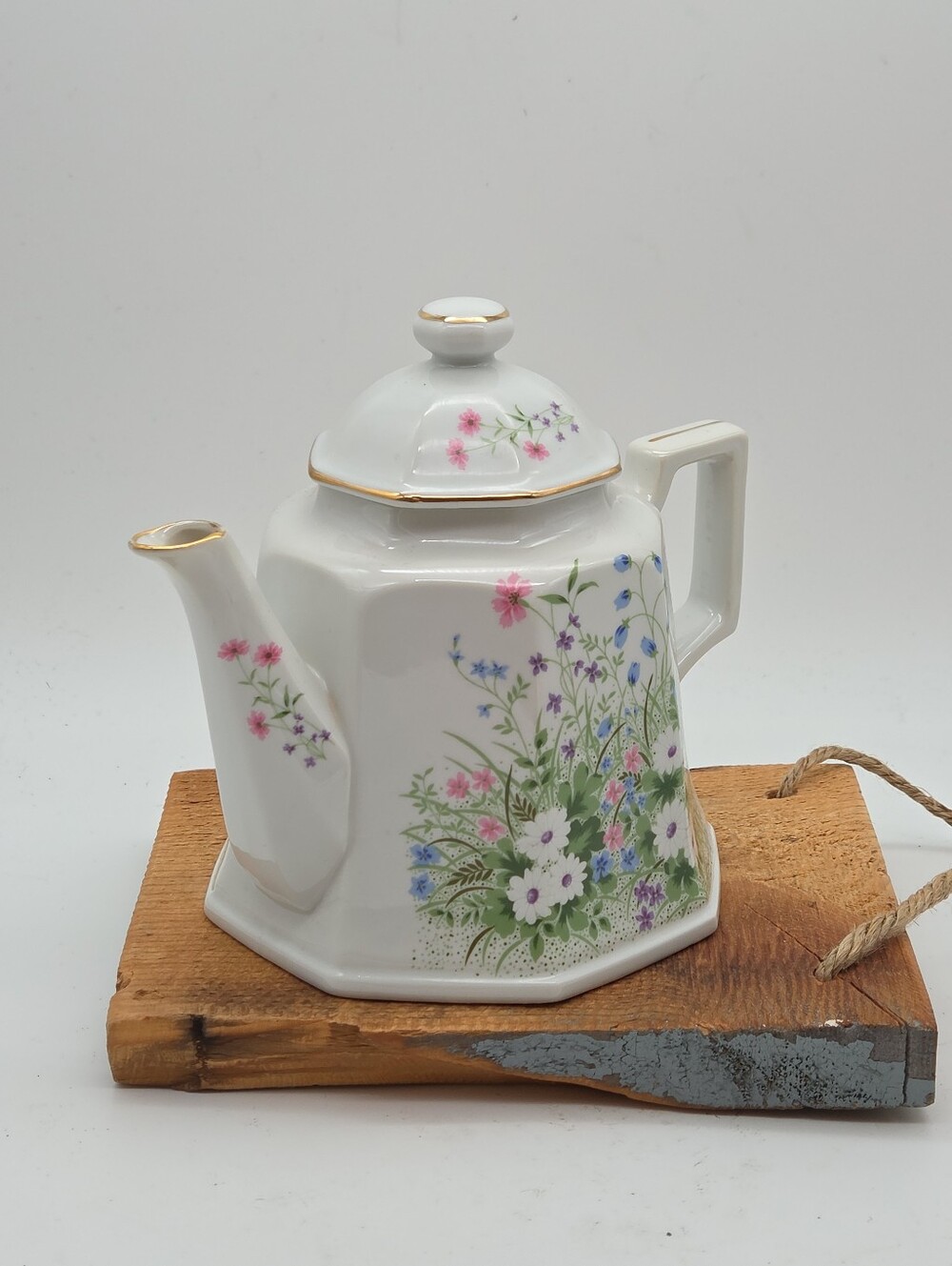 Vintage 60s Japanese Floral Porcelain Teapot